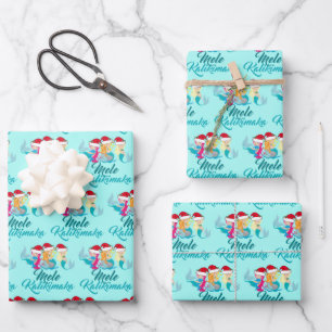 Mele Kalikimaka Mermaid Niedlich Aquamarin Beach W Geschenkpapier Set