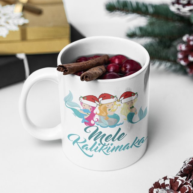 Mele Kalikimaka Mermaid Weihnachten Niedlich Hawai Kaffeetasse (Von Creator hochgeladen)