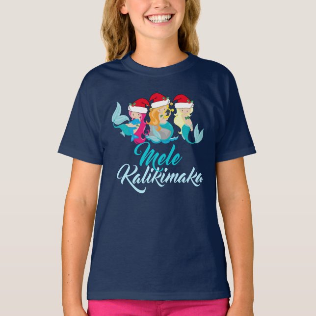 Mele Kalikimaka Mermaid Weihnachten Niedliche Kind T-Shirt (Vorderseite)