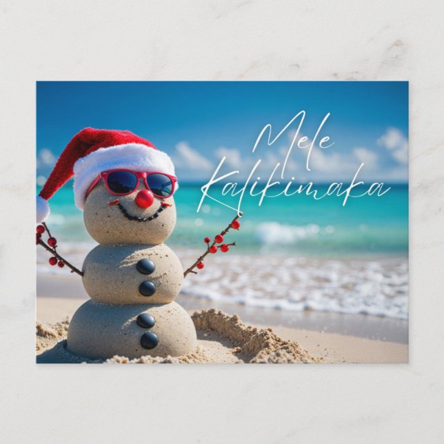 Mele Kalikimaka Merry Christmas Island Beach Style Postkarte (Vorderseite)
