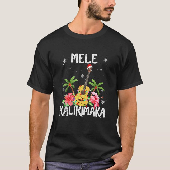 Mele Kalikimaka Merry Christmas Lights Santa Hawai T-Shirt (Vorderseite)