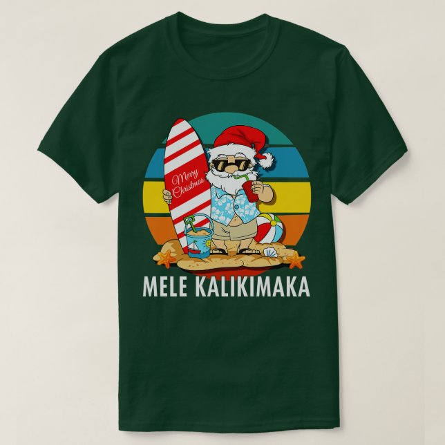 Mele Kalikimaka Merry Christmas Retro Hawaiian San T-Shirt (Design vorne)