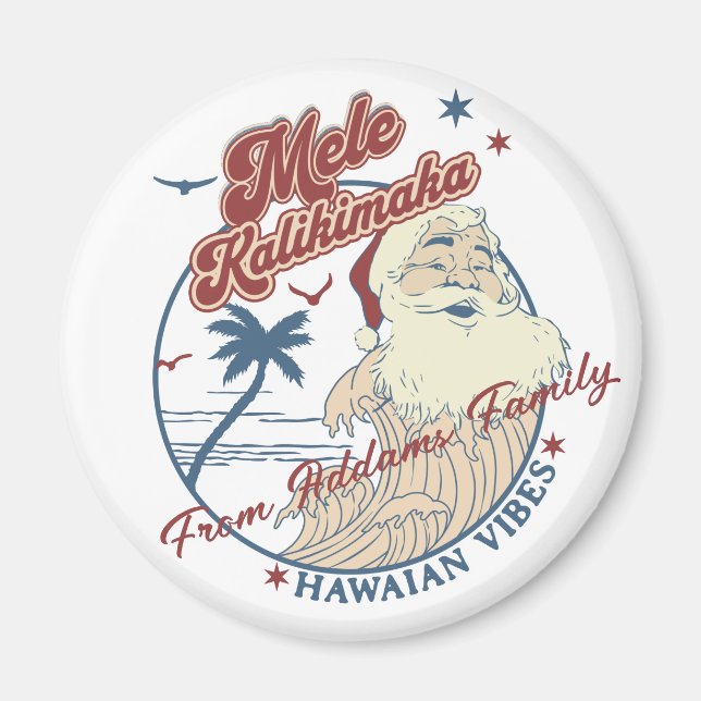 Mele Kalikimaka Merry Christmas Santa Hawaiian Magnet (Vorne)