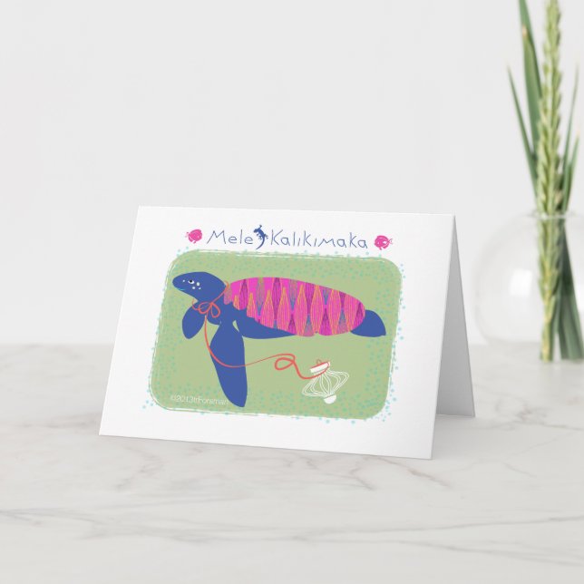 Mele Kalikimaka /Merry Weihnachtsschildkröte Feiertagskarte (Vorderseite)