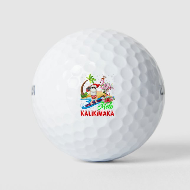 Mele Kalikimaka Merry Xmas Hawaiian Flamingo Santa Golfball (Vorderseite)