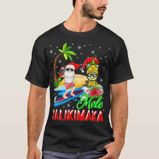 Mele Kalikimaka Merry Xmas Hawaiian Pineaple Sant T-Shirt