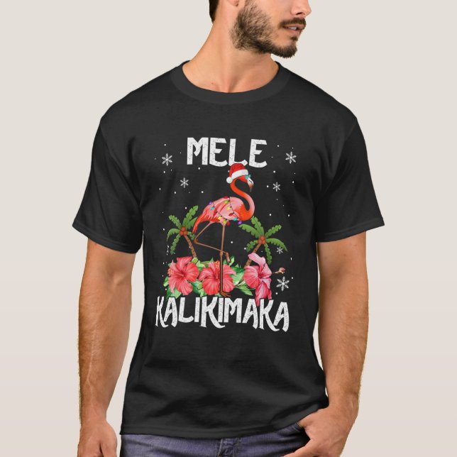 Mele Kalikimaka Merry Xmas Light Santa Hawaiian Fl T-Shirt (Vorderseite)