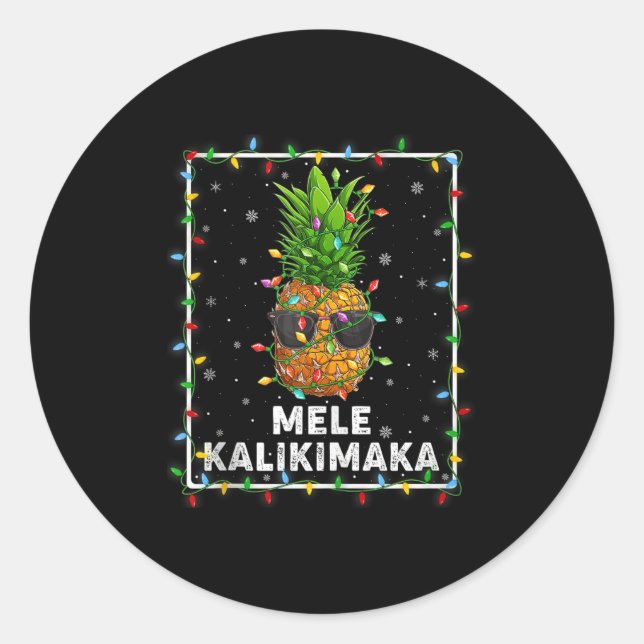 Mele Kalikimaka Ne Xmas Lights Hawaiian Christmas  Runder Aufkleber (Vorderseite)