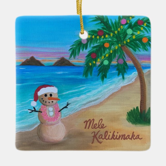 Mele Kalikimaka-Ornament, Hawaiian Holiday Sandman Keramikornament (Vorderseite)