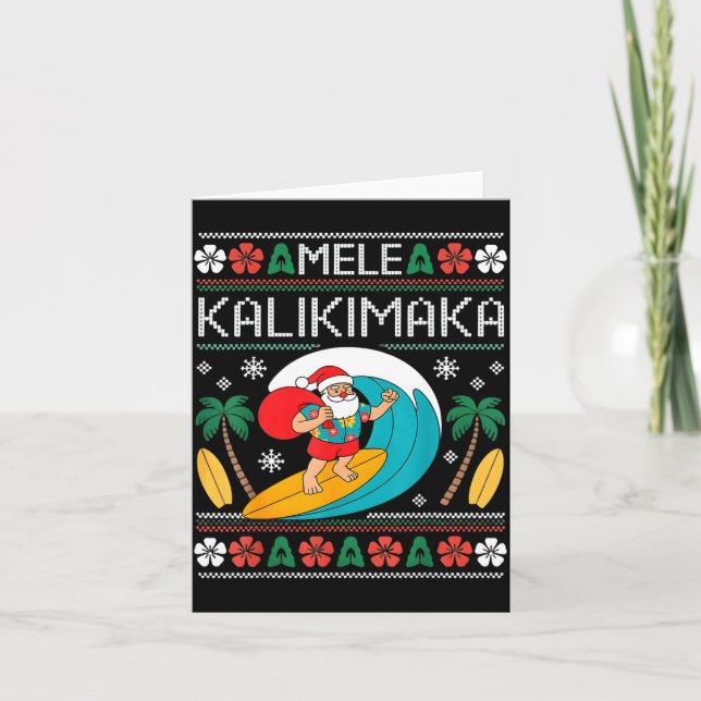 Mele Kalikimaka Pajamas Santa Hawaii Ugly Christma Karte (Vorderseite)