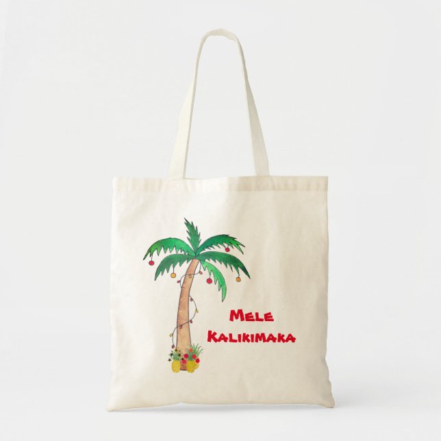 Mele Kalikimaka Palm Tree Ananas Weihnachten Tragetasche (Vorne)