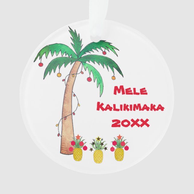 Mele Kalikimaka Palm Tree Island Weihnachten Ornament (Vorderseite)