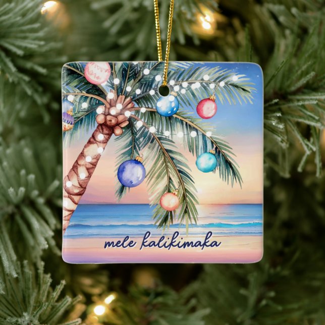 Mele Kalikimaka Palm Tree Tropical Christmas Keramikornament (Baum)