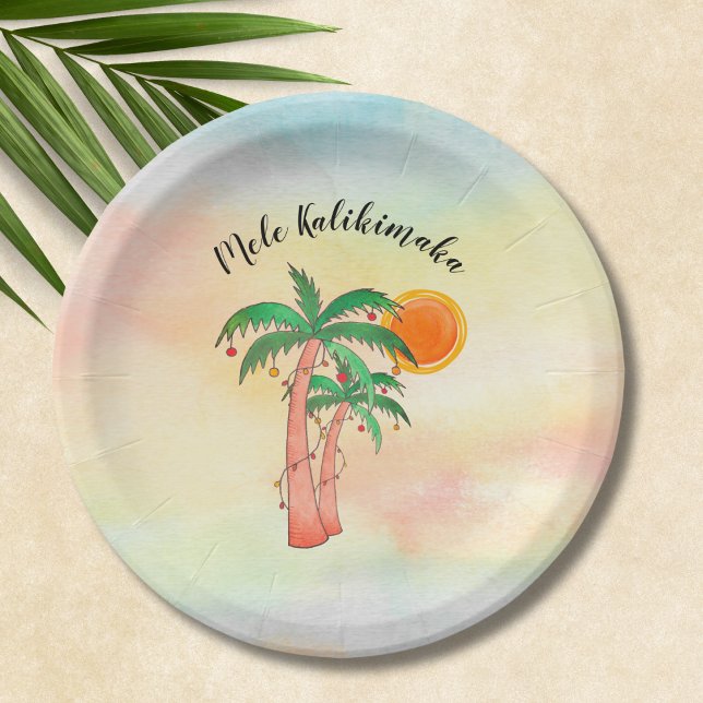 Mele Kalikimaka Palm Trees Pappteller (Von Creator hochgeladen)