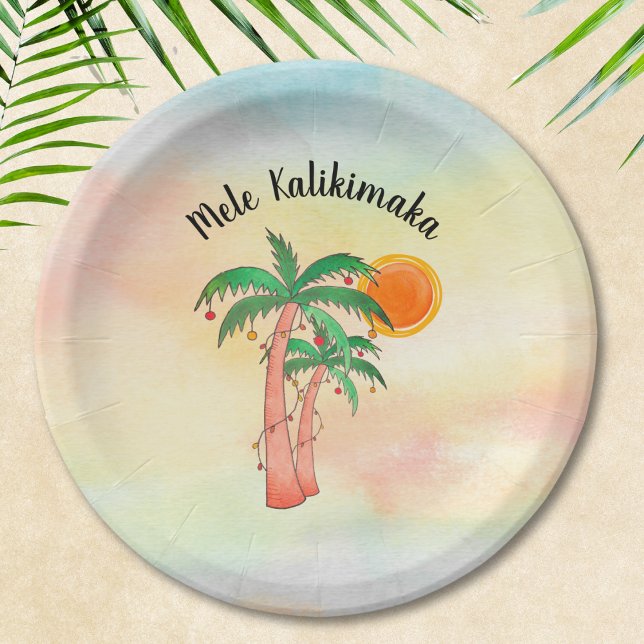 Mele Kalikimaka Palm Trees Pappteller (Von Creator hochgeladen)