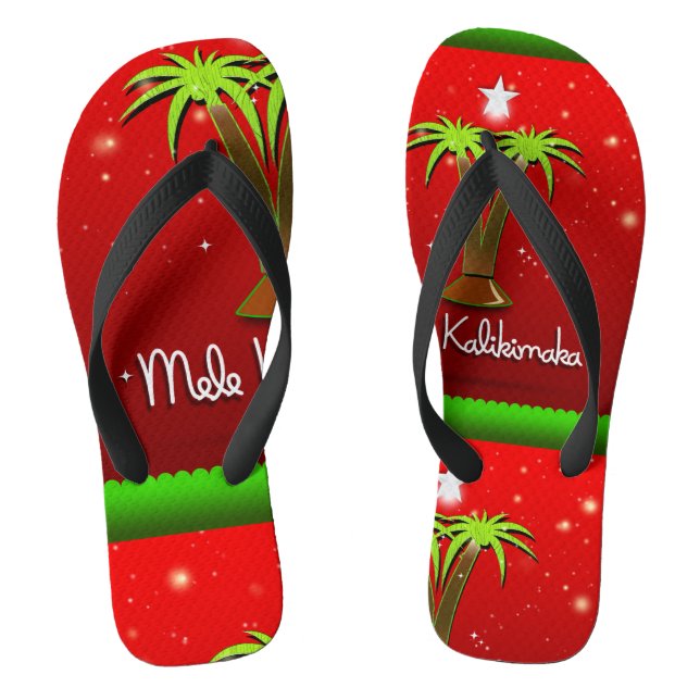 Mele Kalikimaka Palme Tree für Weihnachten Flip Flops (Fußbett)