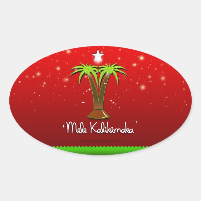 Mele Kalikimaka Palme Tree für Weihnachten Ovaler Aufkleber (Vorderseite)