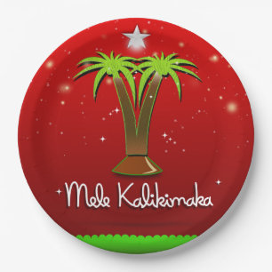 Mele Kalikimaka Palme Tree für Weihnachten Pappteller