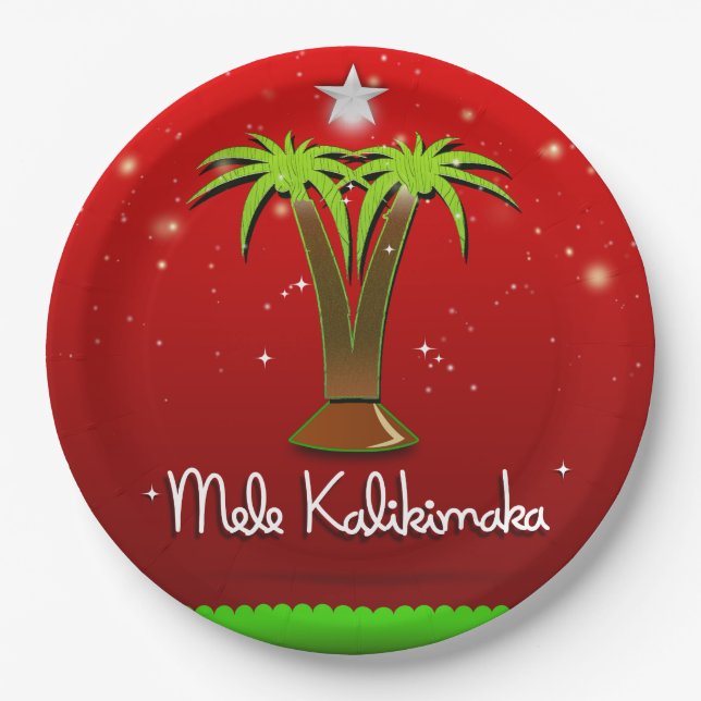 Mele Kalikimaka Palme Tree für Weihnachten Pappteller (Vorderseite)