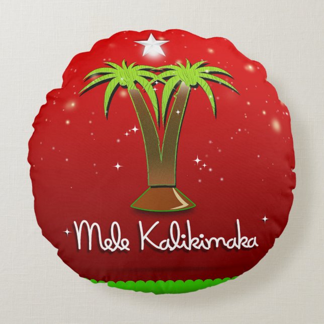 Mele Kalikimaka Palme Tree für Weihnachten Rundes Kissen (Vorderseite)