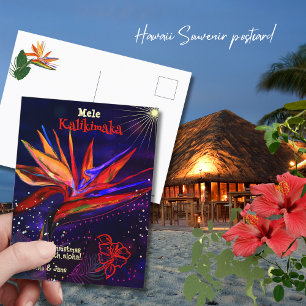 Mele Kalikimaka Paradiesvogel Hawaiianischer Urlau Feiertagspostkarte
