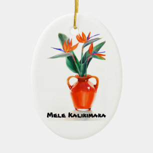 Mele Kalikimaka Paradiesvogel Oval-Verzierung Keramikornament