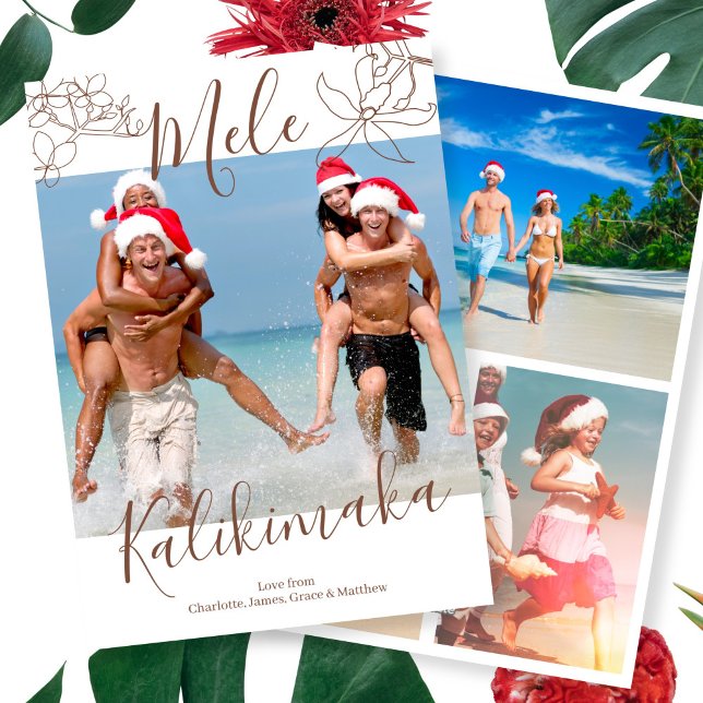 Mele Kalikimaka Personalisierte Weihnachten (Mele Kalikimaka Personalized Christmas Holiday Cards from Ricaso. Printed or digital. Hawaii style)