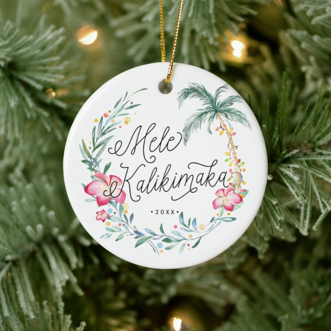 Mele Kalikimaka Personalisierte Weihnachtsdekorati Keramik Ornament (Baum)