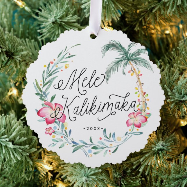 Mele Kalikimaka Personalisiertes WeihnachtsFoto Ornament Karte (Insitu (Baum))