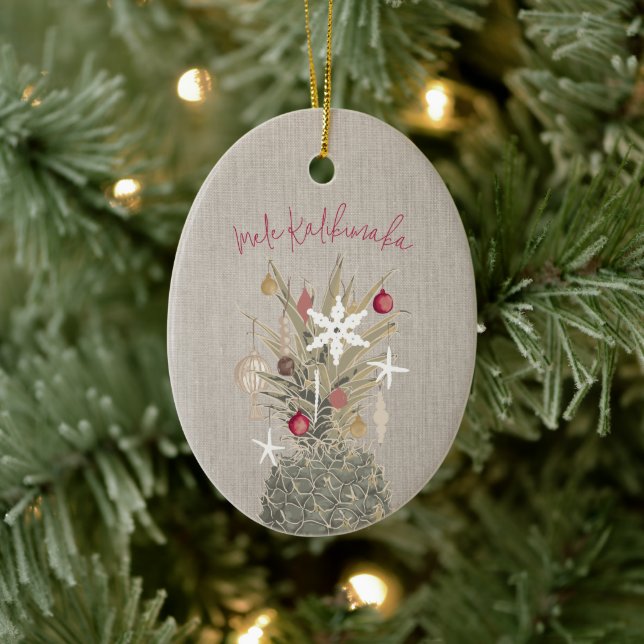 Mele Kalikimaka Pine, Personalisierte Weihnachten Keramik Ornament (Baum)