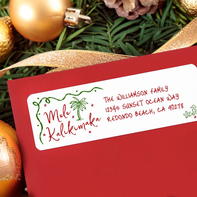 Mele Kalikimaka Red Green Doodle Christmas Address (Von Creator hochgeladen)