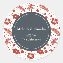 Mele Kalikimaka Red Hawaiian Holiday Sticker
