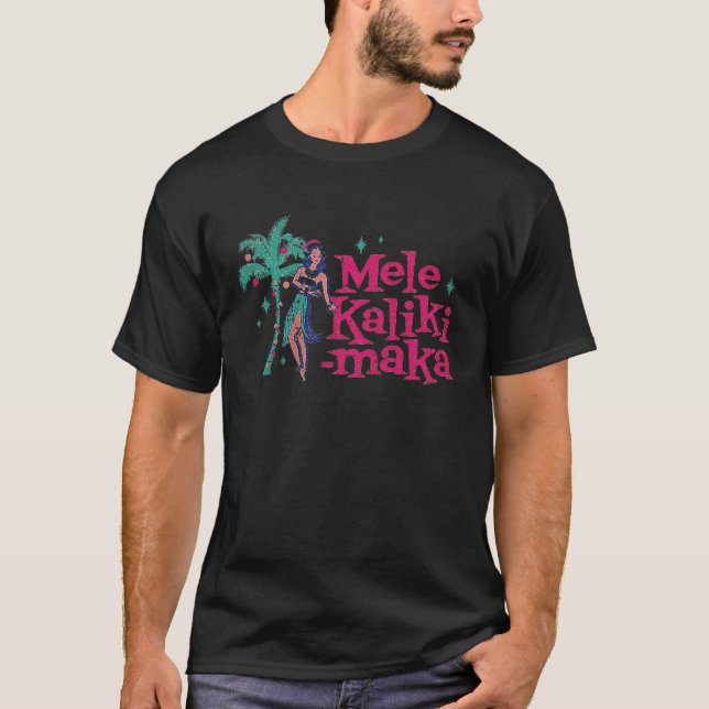 Mele Kalikimaka Retro Aloha Hula Dancer Girl Hawai T-Shirt (Vorderseite)
