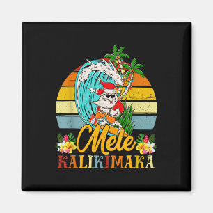 Mele-kalikimaka Retro Christmas Santa Shaka Hawaii Magnet