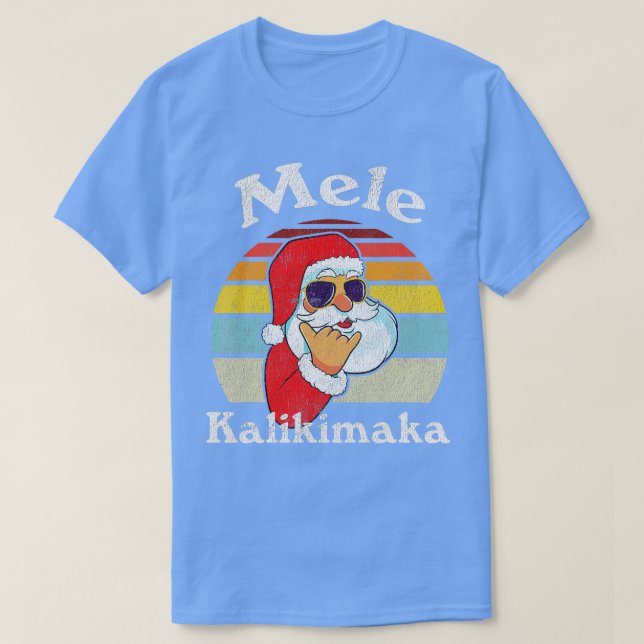 Mele Kalikimaka Retro Christmas Santa Shaka Hawaii T-Shirt (Design vorne)