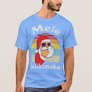 Mele Kalikimaka Retro Christmas Santa Shaka Hawaii T-Shirt