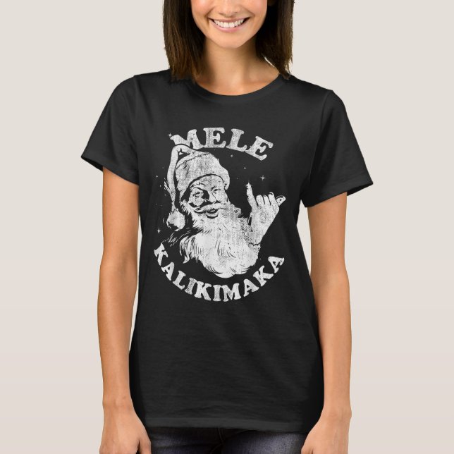 Mele Kalikimaka Retro Hawaii Santa Aloha Christmas T-Shirt (Vorderseite)