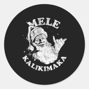 Mele Kalikimaka Retro Hawaii Weihnachtsmann Aloha Runder Aufkleber
