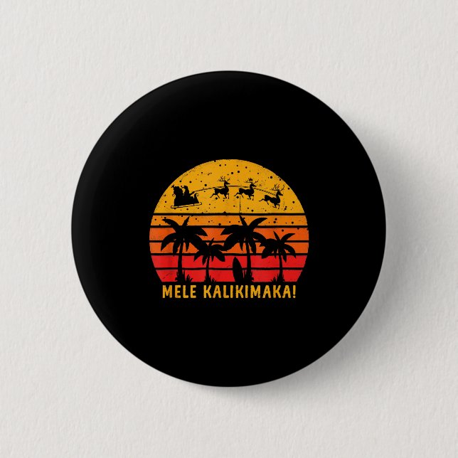 Mele Kalikimaka Retro Hawaiian Christmas Family Va Button (Vorderseite)