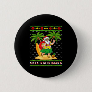 Mele Kalikimaka Retro Santa Shaka Hawaii hässliche Button