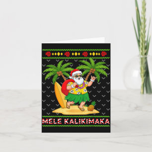 Mele Kalikimaka Retro Santa Shaka Hawaii hässliche Karte