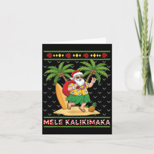 Mele Kalikimaka Retro Santa Shaka Hawaii Ugly Chri Karte