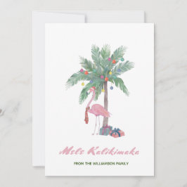 Mele Kalikimaka Rosa Flamingo in Weihnachtsmannmüt