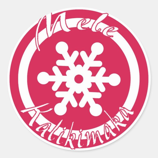 Mele Kalikimaka Rote Schneeflocke Hawaii Briefmark Runder Aufkleber (Vorderseite)
