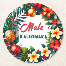 Mele Kalikimaka Runder Pappuntersetzer