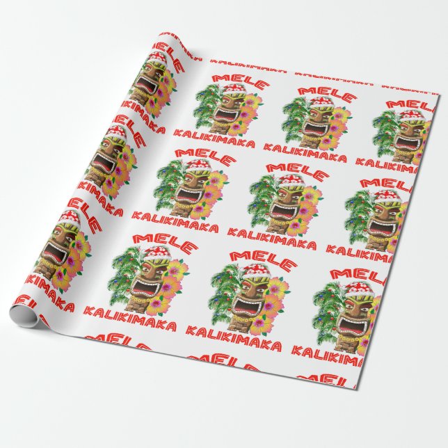 Mele Kalikimaka Santa Claus Tiki Geschenkpapier (Ungerollt)