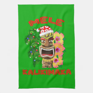 Mele Kalikimaka Santa Claus Tiki Küchentuch