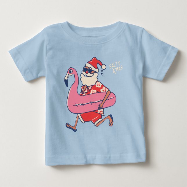 Mele Kalikimaka Santa Flamingo Christmas Abaway Baby T-shirt (Vorderseite)