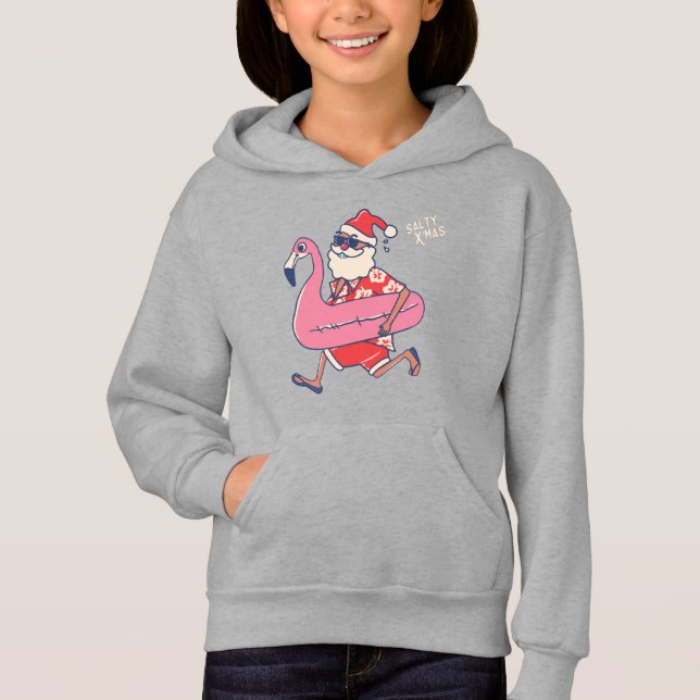 Mele Kalikimaka Santa Flamingo Christmas Abaway Hoodie (Vorderseite)
