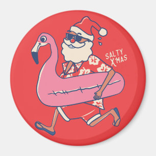 Mele Kalikimaka Santa Flamingo Christmas Abaway Magnet